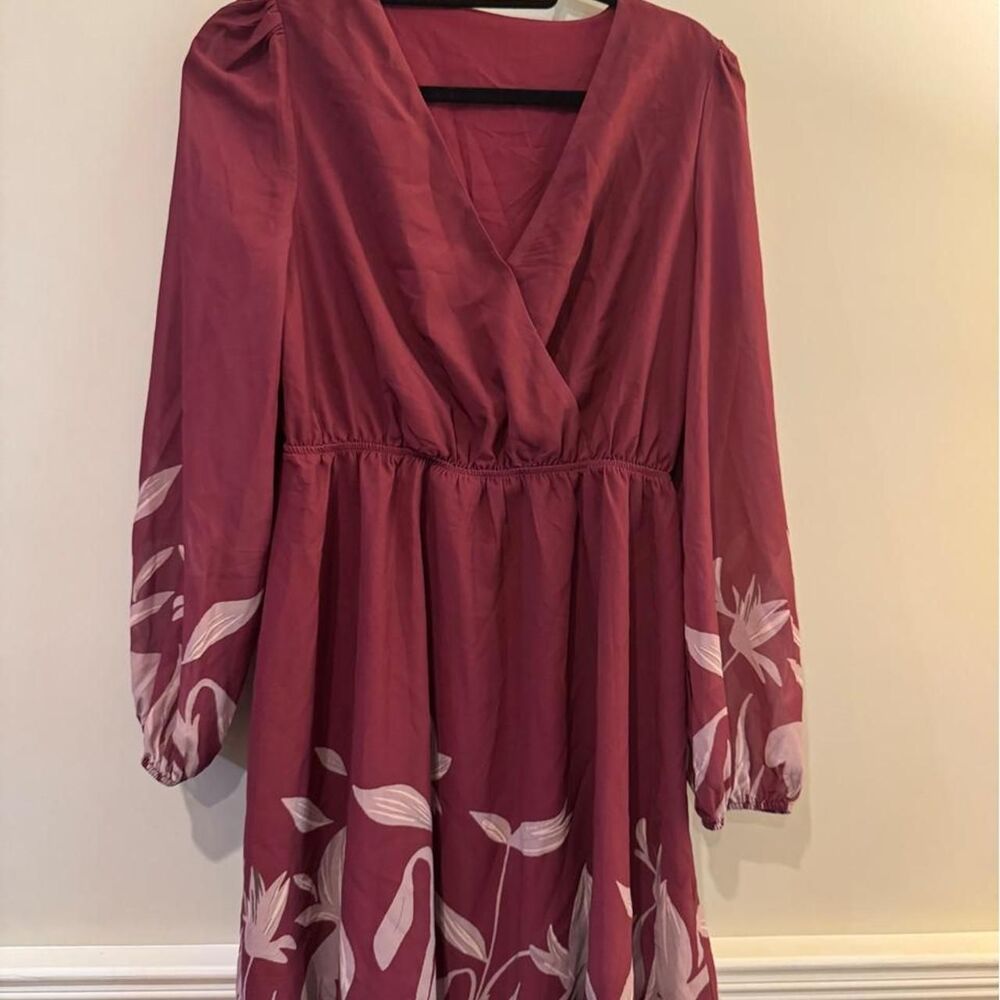 Cupshe Women's Burgundy and Pink Dress